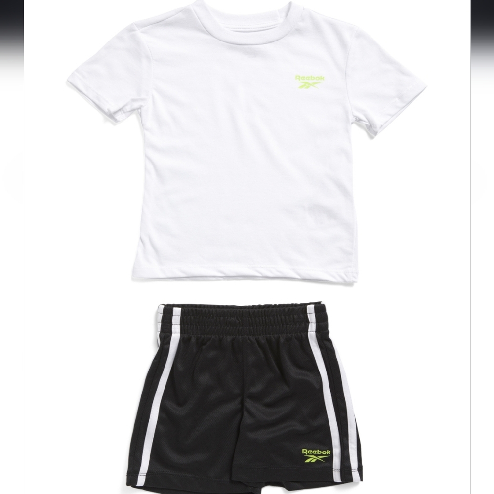 Reebok White Tee and Black Shorts Set Size 6 New
